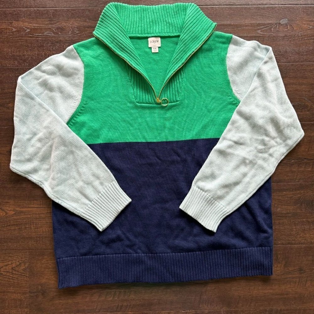 J. Crew Women's Colorblock 1/4 Zip Long Sleeve Sweater Size XXL